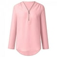 thumbnail image 2 of Danhjin Women's Chiffon Work Blouses 3/4 Sleeve V Neck Half Zip Up Tunic Shirts Summer Casual Tops on Clearance, 2 of 6