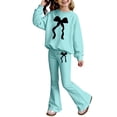 thumbnail image 3 of Tiijoy Girls Casual Sweatsuit Bow Pullover Sweatshirt Flared Pants 2Pcs Set, Sizes 3-10, 3 of 3