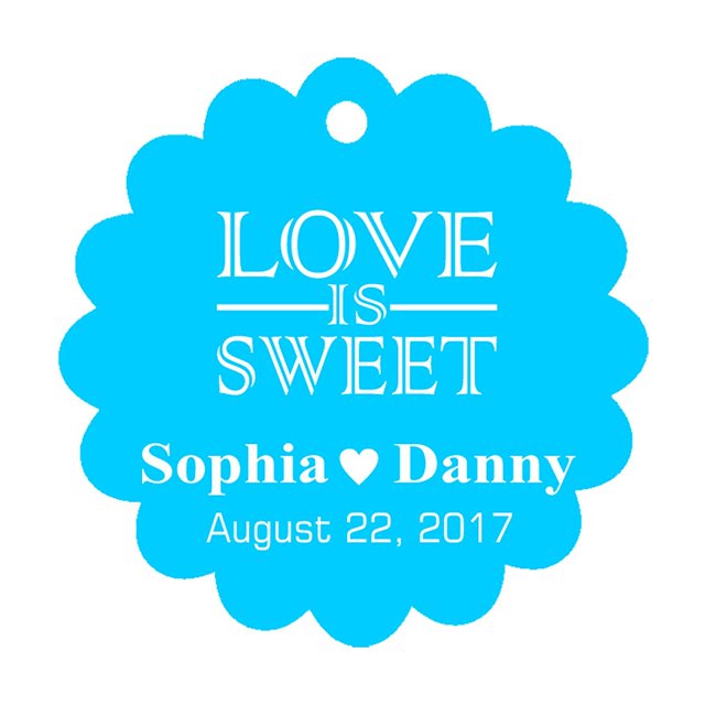 100 PCS Love is Sweet Custom Made Scallop Edge Rong Hang Tags Personalized Wedding Party Favor Gift Tags