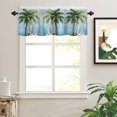 thumbnail image 2 of Coconut Tree Valances for Windows Nautical Blue Wood Grain Rod Pocket Curtain Valance Window Treatment Short Curtains for Kitchen Living Room, 42"x12", 2 of 5