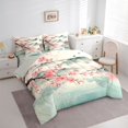 thumbnail image 2 of Homewish Ink Wash Cherry Blossom 7-Piece Twin Bedding,Japanese Art Print Bedding Comforter Set,Pink Green,Light Gray Reversible, 2 of 8