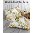 thumbnail image 2 of Brown Green Leaves Pillow Cases Standard Size Set of 2 - Microfiber Bed Throw Pillow Covers, Summer Botanical Farmhouse Watercolor Leaf Decorative Lumbar Pillow Cover with Envelope Closure 20"x26", 2 of 6