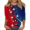 thumbnail image 2 of Vetsdori Red White and Blue T Shirts for Women American Flag Summer Pullover Graphic Casual 3/4 Sleeve Plus Size July 4th,Fashion Ladies Tops Crew Neck, 2 of 5