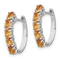thumbnail image 2 of Auriga 925 Sterling Silver Rhodium-plated Polished Citrine Hinged Hoop Earrings for Women, 2 of 6