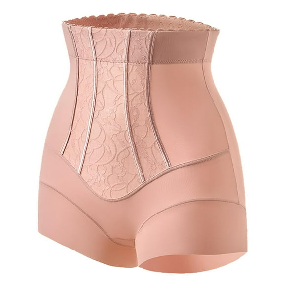 WZXFASHION Women'S Solid Color Paclitaxel High Waist Belly Pants Women'S Plastic Hip Lifting Waist Women'S Powerful Body Pants Shapers Pink L