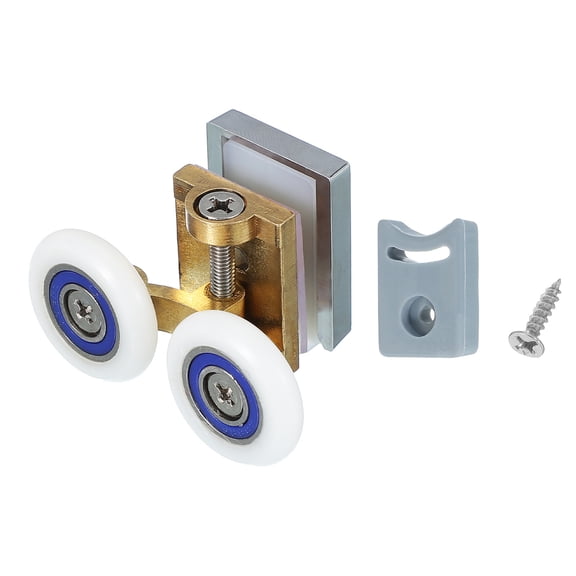 26mm Shower Door Rollers, Sliding Shower Doors Wheels Top Wheels with Block & Screws for 6mm Copper