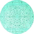 thumbnail image 1 of Ahgly Company Machine Washable Indoor Round Medallion Turquoise Blue Traditional Area Rugs, 8' Round, 1 of 4