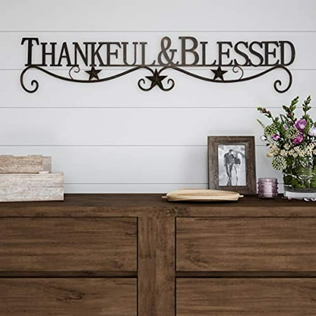 Lavish Home Metal Cutout Thankful and Blessed Wall Sign 3D Word Art Home Accent Decor Modern Rustic or Vintage Farmhouse Style