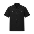 thumbnail image 5 of CBASIHI Mens Short Sleeve Button Down Shirts with Pockets- Loose Fit Breathable Casual Summer Collared Business Work Wear Top Black Size S, 5 of 8