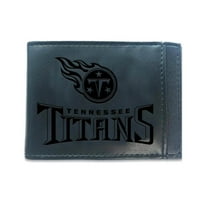 Black Tennessee Titans Hybrid Leather Front Pocket Bi-Fold Wallet with Money Clip