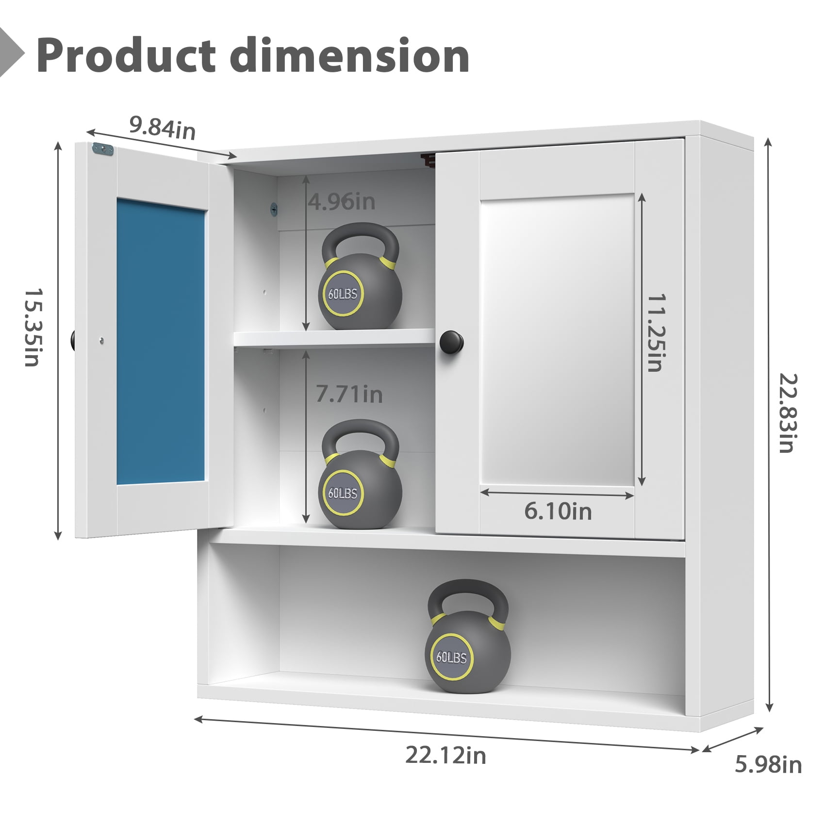 JOZ Medicine Cabinet With Mirror Bathroom Organizer, Double Door Wall Mounted Storage Mirror Cabinet with Adjustable Shelves, White