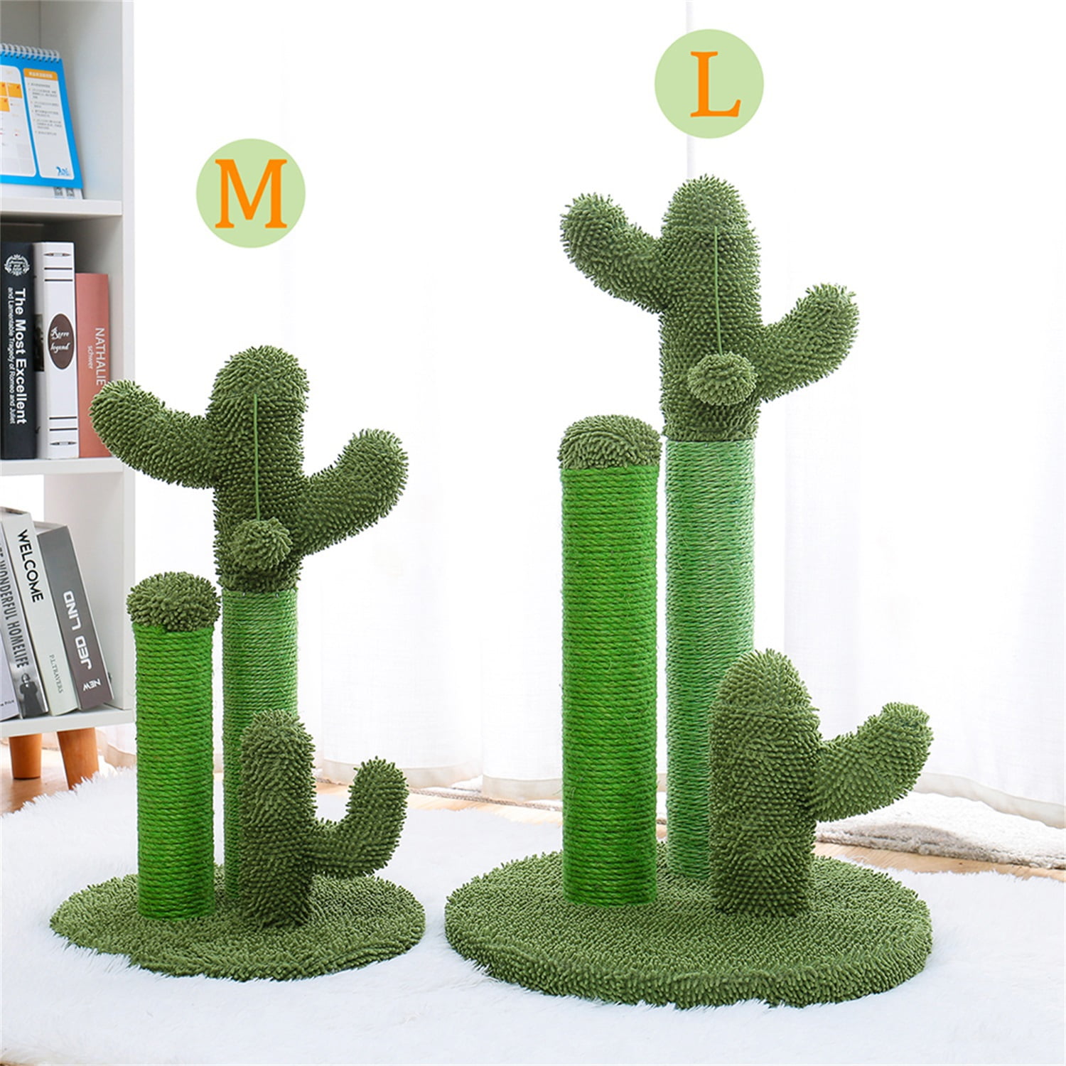 Pefilos Cat Scratching Post for Indoor - Cat Scratching Post for Adult Cats Cactus Sisal Rope Cat Scratcher with Hanging Ball Cat Scratching Post for Furniture, Green Pefilos Cat Scratching Post for Indoor - Cat Scratching Post for Adult Cats Cactus Sisal Rope Cat Scratcher with Hanging Ball Cat Scratching Post for Furniture, Green