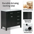 thumbnail image 4 of 36" Bathroom Vanity without Sink, Modern  Storage Cabinet with Double Doors & 3 Drawers, Freestanding Rectangular Vanity with Solid Frame, Cabinet Base Only, Black, 4 of 6