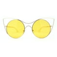 thumbnail image 2 of Womens Round Circle Lens Negative Space Wire Rim Cat Eye Sunglasses Gold - Yellow, 2 of 4