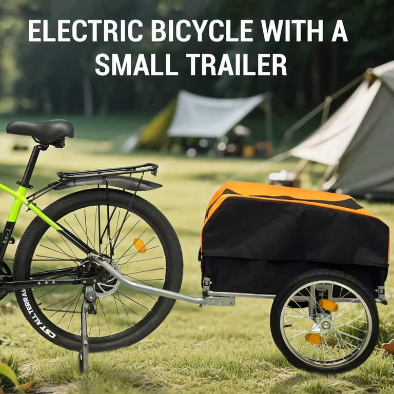 Folding Cargo Trailer for Bike & E-Scooter, 330lbs Load Capacity, Compact  Design with Detachable Wheels, Reflective Safety, Quick Hitch, Waterproof  Cover, Tool-Free Setup - Walmart.com