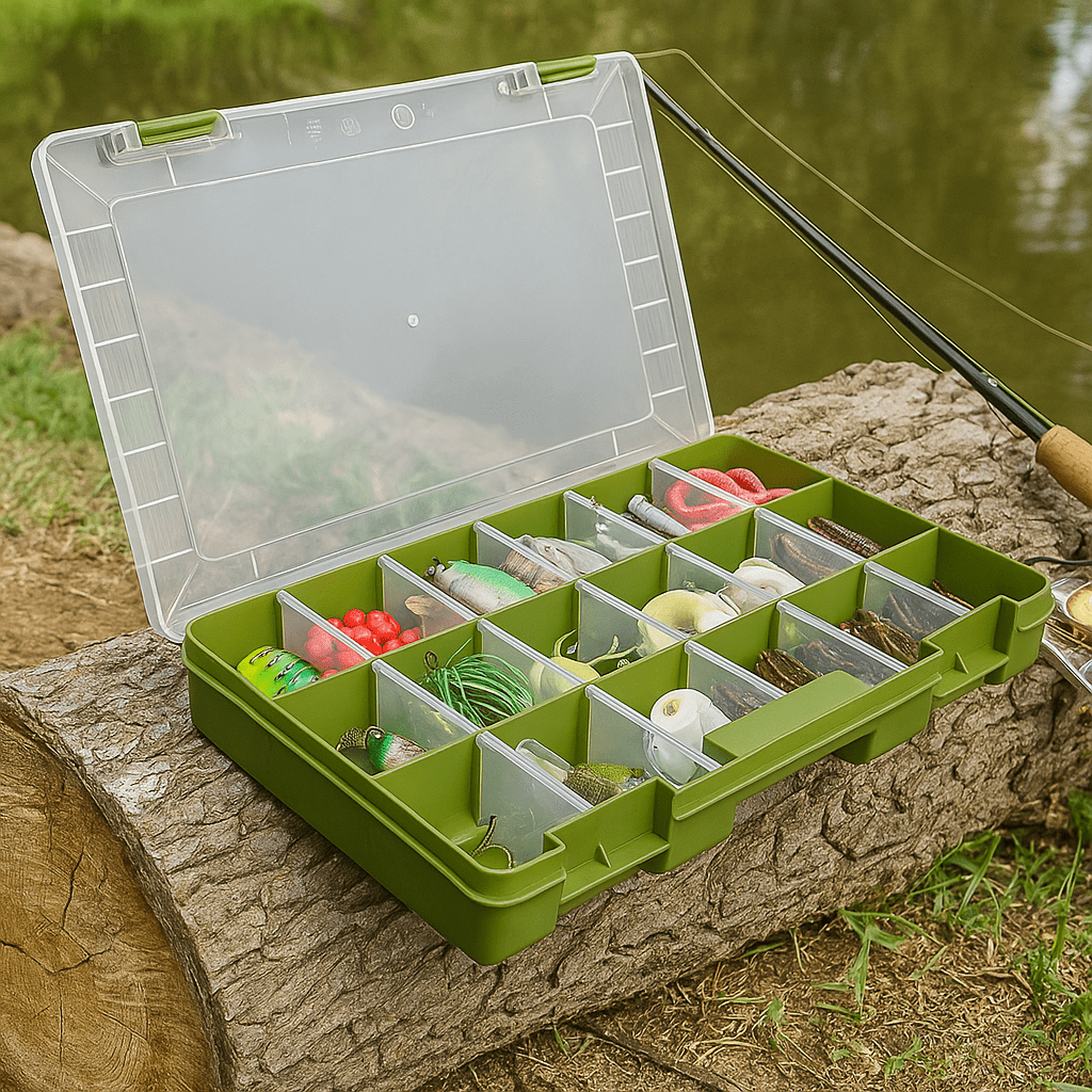 Ozark Trail Medium Plastic Tray Fishing Tackle Box 3600, Green