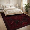 thumbnail image 3 of ODIKA 8'x10' Washable Area Rug Non-Shedding, Easy Care, Deep Red Black Gothic Elegance Intricate Bat Motif with Ornate Details for King Size Bedroom Under Bed, Master Suite, 3 of 7