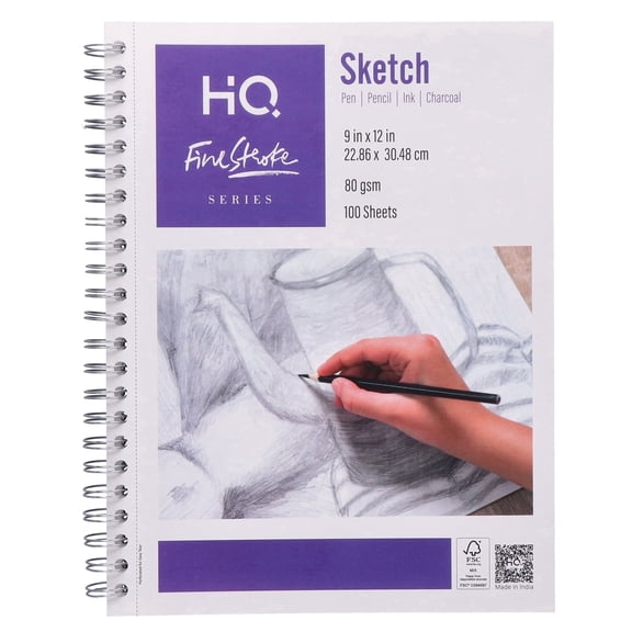HQ Edge Sketch Side Wiro Book, 9 x 12 in, 100 Sheets