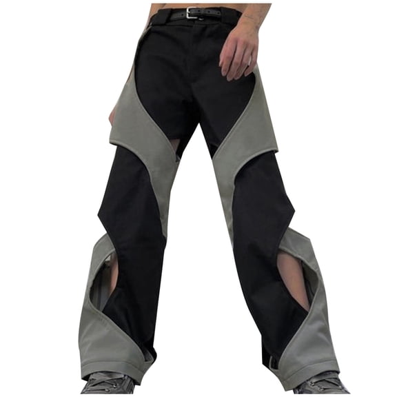 Women's Trendy y2k Cut Out Cargo Pants, Personalized Hippie Streetwear 90s Girls Patchwork Tactical Parachute Pants