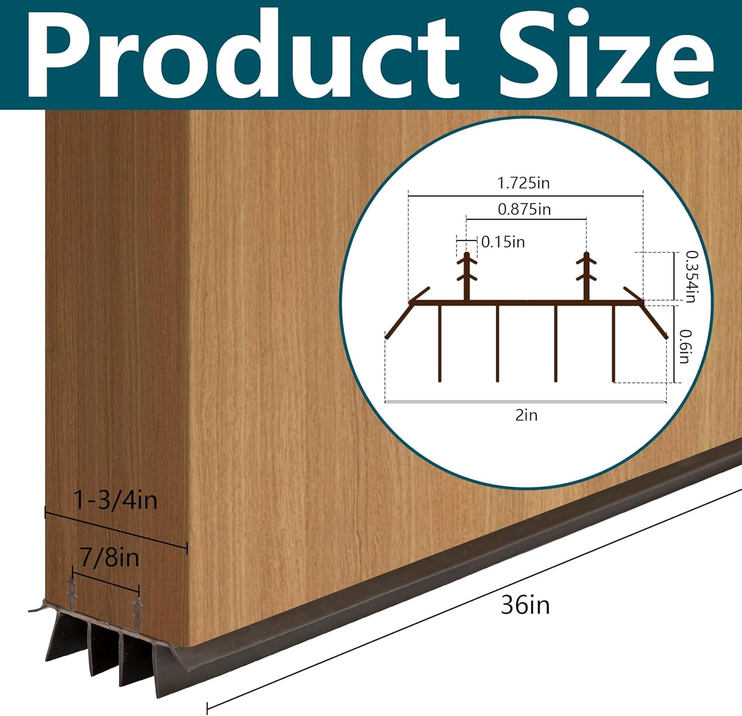 Ebaokuup 2 Pcs 36" x 1-3/4" Vinyl Door Bottom Seal with Fins for Weather Stripping