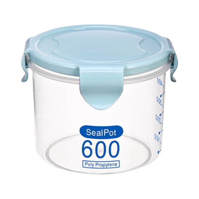 Yuarrent Latas selladas de plástico, caja de almacenamiento de cocina, recipiente transparente para alimentos, mantiene fresco Organizadores de utensilios de cocina azul S