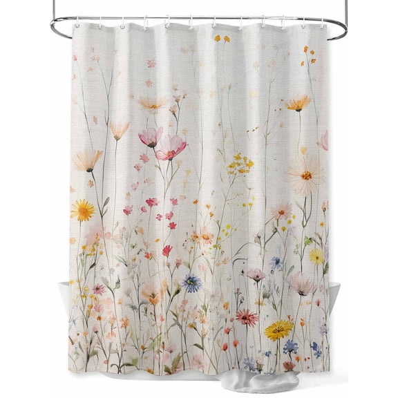 Fsddascl Spring Flowers Shower Curtain Set - 48" x 72" Washable Bathtub Curtain with 12 Hooks, Pastoral Vintage Botanical Floral Waterproof Fabric Stall Shower Curtains for Bathroom/Bathtub Décor