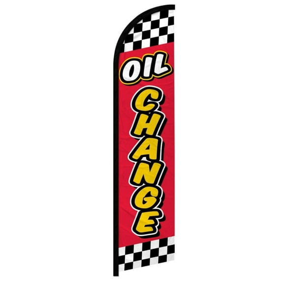 Oil Change (Red Checkered) Windless Banner Flag