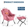 thumbnail image 3 of 400lb capacity lazy chair con ottoman: oversized reading armchair con folding footrest y side pocket, comfortable accent chair para sala de estar o dormitorio (plush rosa), 3 of 7