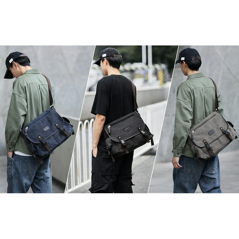 Leather Commuter Bag Flap Messenger Bag 13 Laptop Bag Mens 