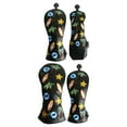 thumbnail image 2 of Set of 4Pcs 1 3 5 UT PU Golf Putter Head Covers Replacement Waterproof Different Size Accessory Breatheable Protector Protection Handmade Tree Pattern Black, 2 of 8