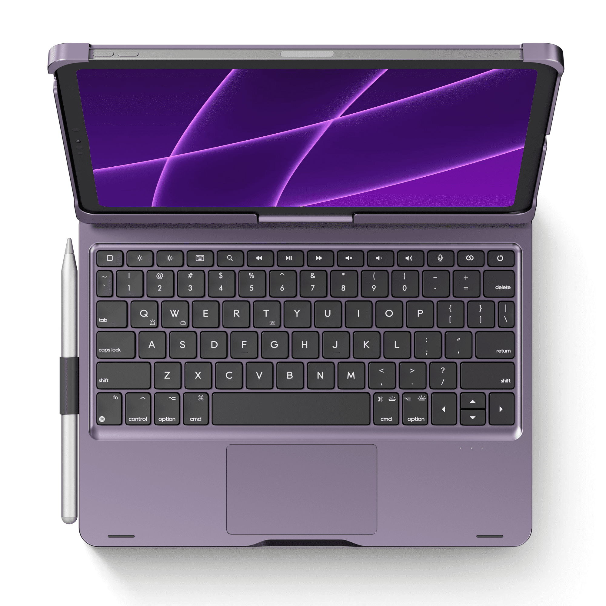 pekarejue Wireless Keyboard Case Compatible with Apple iPad Air 11-inch (M3 M4 M2) & iPad Air 5th 4th & iPad Pro 11-inch (4th-1st Gen): Rotatable Pencil Holder Trackpad Backlit Metallic Purple