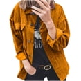thumbnail image 2 of Babysbule Womens Cardigans Ladies Corduroy Buttoned Cardigan Long Sleeve Lapel Loose Padded Shirt Top Women's Top Blouse, 2 of 6
