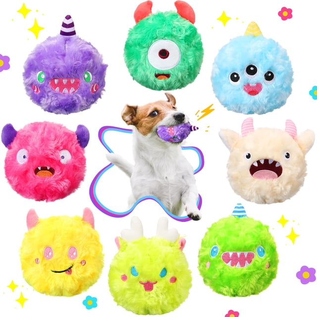 Pelota para perros HyDren Plush Squeaky, paquete de 8 unidades, para tamaño pequeño y mediano