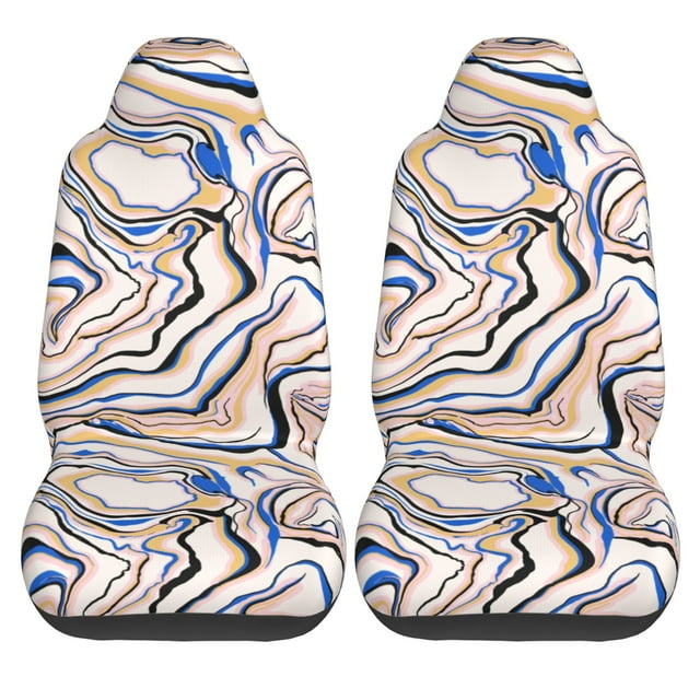 LAKIMCT Liquid Marble Print Car Seat Covers Vehicle Front Seat Covers Universal Fit Seat Protector