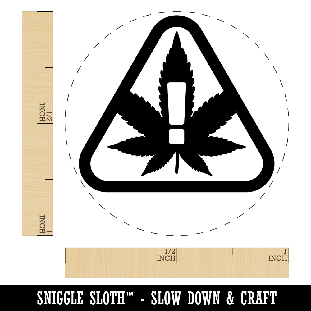 Contains Cannabis Warning Triangle Self-Inking Rubber Stamp Ink Stamper - Red Ink - Medium 1 Inch