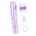 thumbnail image 4 of Afeitadora eléctrica 2 en 1 para mujer, doble cabezal, portátil, resistente al agua IPX7, inalámbrica, recortadora bikini para mujer, afeitadora Púrpura, 4 of 10
