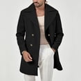 thumbnail image 2 of QHFBli Regular Fit Mens Trench Coat Men's Solid Anorak Jacket Warm Casual Outerwear Coat with Zipper Fly and Black XXXL, 2 of 6