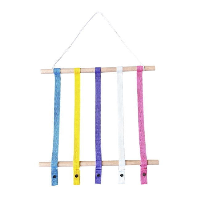 Soporte para lazos de pelo, accesorios para el cabello, cinturón de almacenamiento para colgar en la pared con clip, decoración el primero es azul