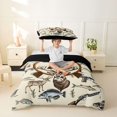 thumbnail image 2 of Castle Fairy Fishing And Hunting Wood Letter A Twin Bedding for Boys,Jungle Wildlife Deer Duvet Cover Set,2pcs,No Comforter,Black Reversible, 2 of 6