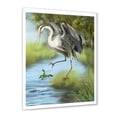 thumbnail image 2 of Designart 'Crane Hunting A Frog' Farmhouse Framed Art Print, 2 of 4