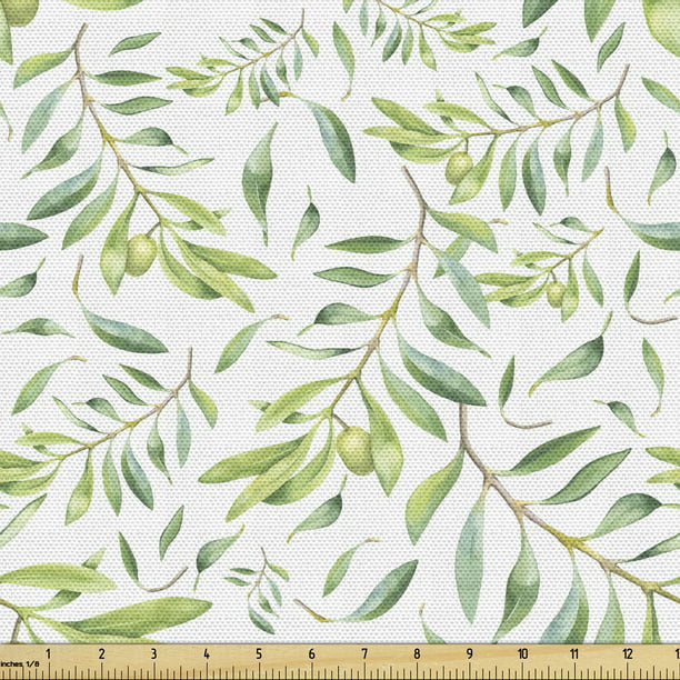 Green Leaf Fabric By The Yard Watercolor Style Olive Branch Mediterranean Tree Anic Upholstery For Dining Chairs Home Decor Accents 2 Yards Avocado Ambesonne Com - What Is Home Decor Fabric