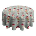 thumbnail image 4 of Gray Christmas Santa and Reindeer Pattern Round Tablecloth 60"x60",Wrinkle Wipeable Table Cloth for Kitchen Dining Room Picnic Patio Party, 4 of 6