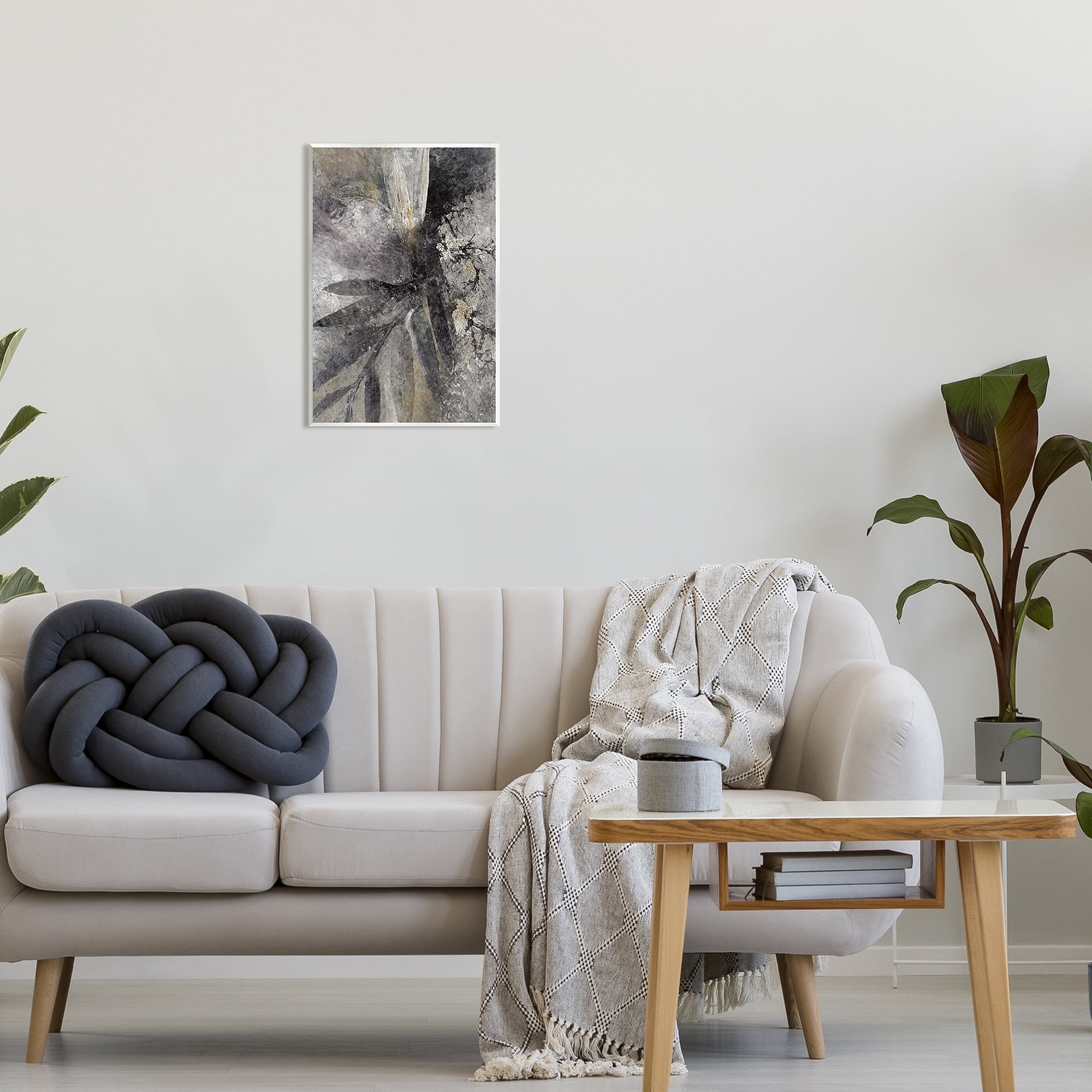 Stupell Industries Grey Abstract Botanical Abstract Painting Unframed Art Print Wall Art, 13 x 19