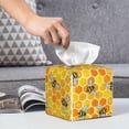 thumbnail image 6 of Naloa Honeycombs Tissue Box CoverLeather Tissue Holder Square Facial Tissue Case Facial Paper Organizer Dispenser for Bathroom, Vanity Countertop, Tabletop, Car, 6 of 8