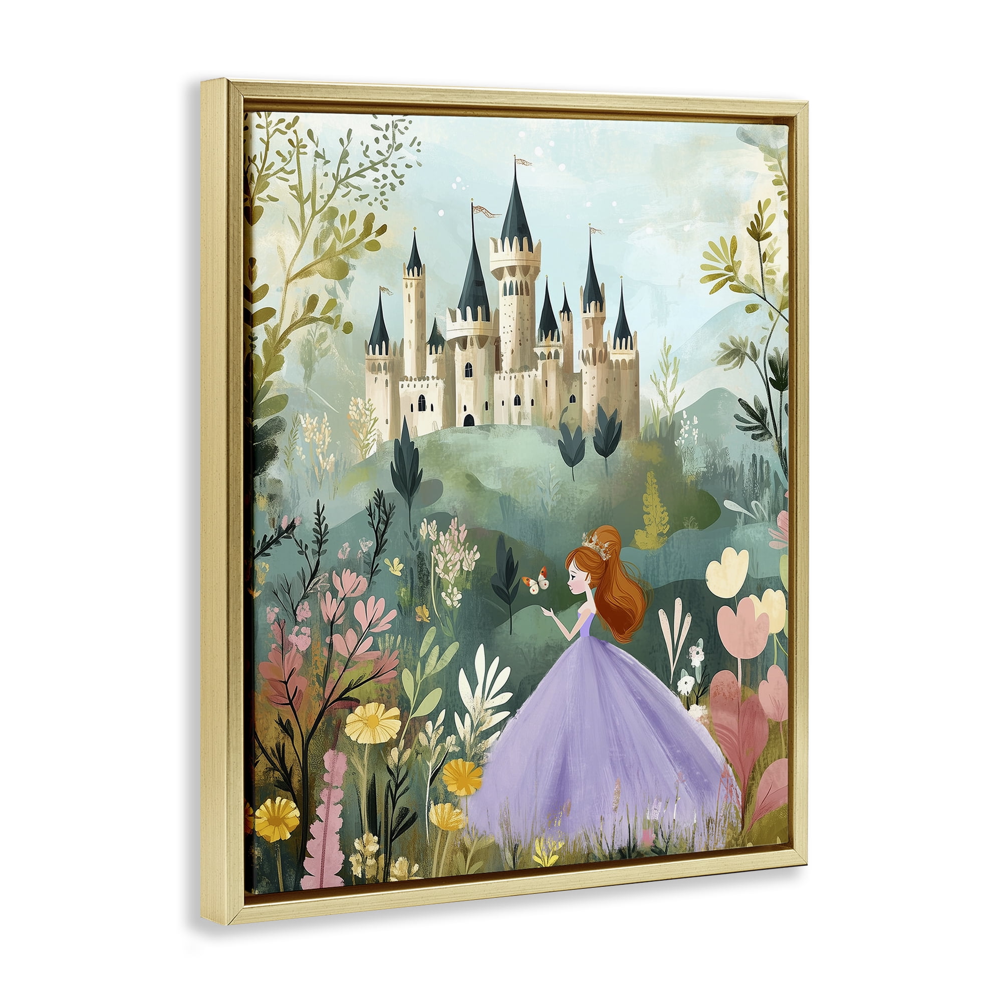Stupell Industries Princess Day Out Gold Framed Floater Canvas Wall Art, design by Christine Simpson Art