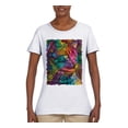 thumbnail image 3 of Colorful Cat Portrait | Cat Lover Owner | Dean Russo Art Animal Lover Womens T-Shirt, White, L, 3 of 5