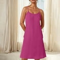 thumbnail image 4 of Xihbxyly Dresses for Women Summer Solid Color Off the Shoulder Mid-Length Dress Quick Dry Slim Fit Sleeveless Holiday Party Dresses, 4 of 6