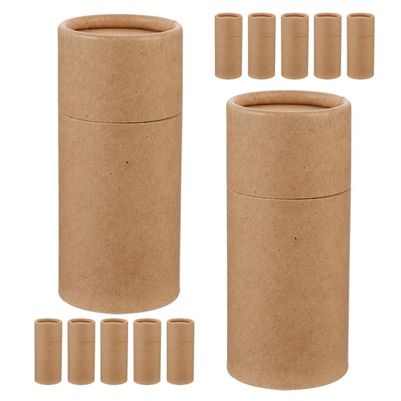 BESTOYARD 15Pcs Convenient Kitchen Tea Canister Thickened Light Brown Paper Cylinder Box for Storage