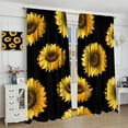 thumbnail image 5 of Sunflower Blackout Curtains Beautiful Flowers Yellow Black Rustic Nature Bedroom Living Room Kitchen Rod Pocket Decoration Window Drapes 2 Panels W21xL63in, 5 of 6