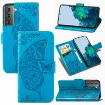 Samsung Galaxy S22 5G Case, Dteck PU Leather Butterfly Embossed Design Phone Case Flip Notebook Wallet Card Slot Holder Magnetic Stand Cover for Samsung Galaxy S22 5G, Blue